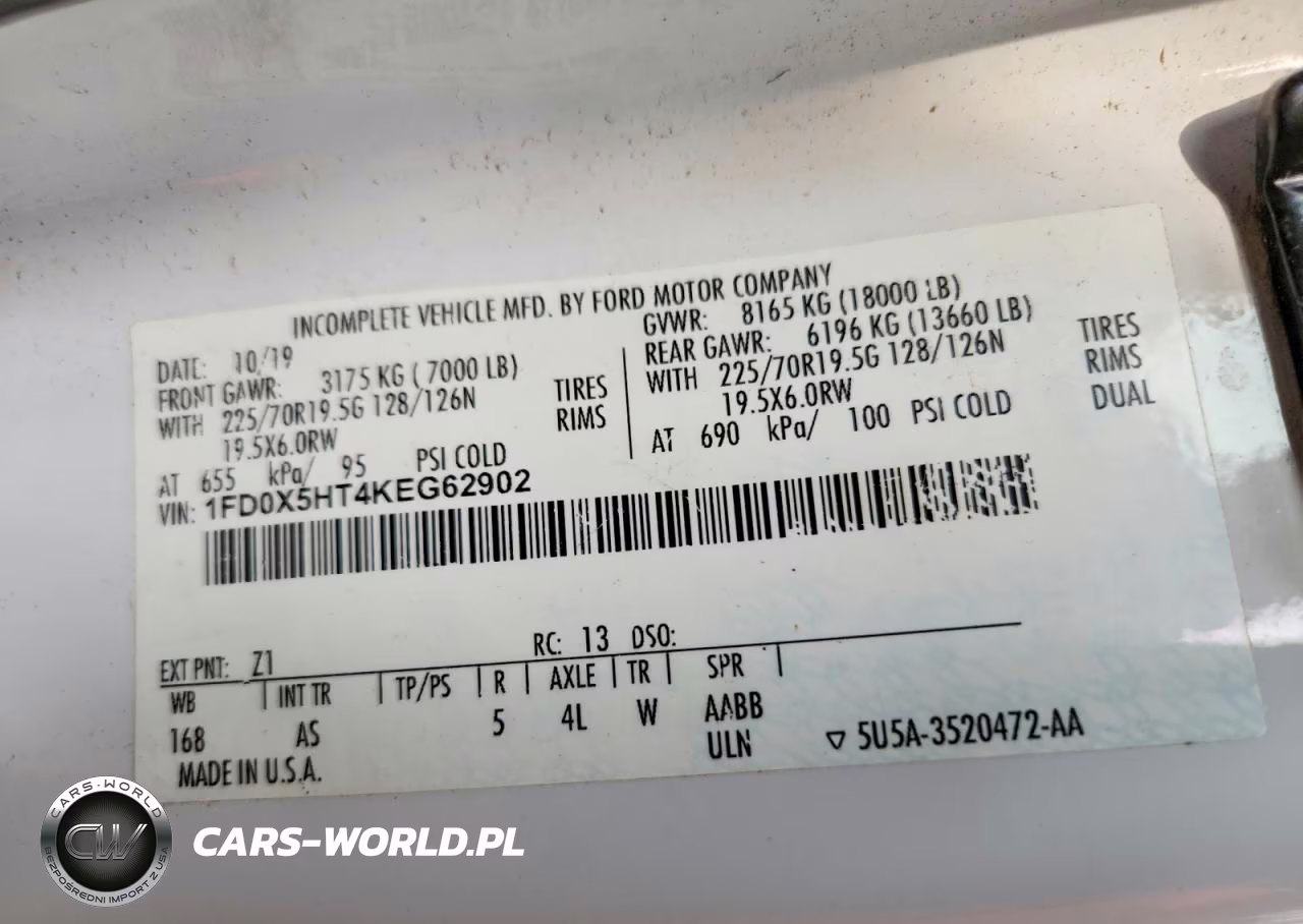 2019 Ford F550 Super Duty VIN:1FD0X5HT4KEG62902 - 13