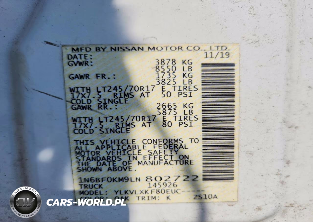 2020 Nissan Nv 1500 Sv VIN:1N6BF0KM9LN802722 - 13