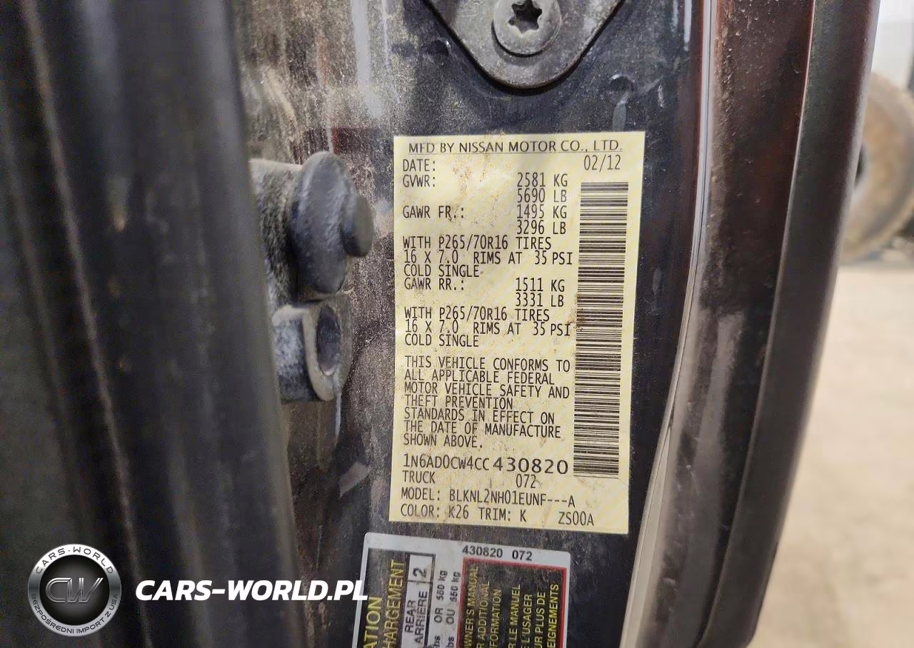 2012 Nissan Frontier Sv V6 VIN:1N6AD0CW4CC430820 - 12