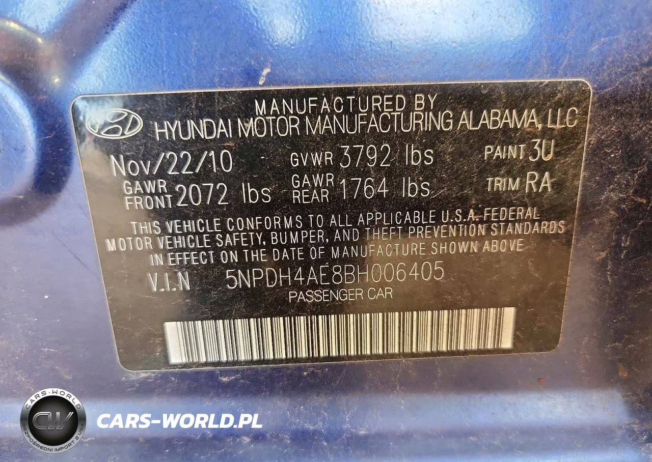 2011 Hyundai Elantra Limited VIN:5NPDH4AE8BH006405 - 13