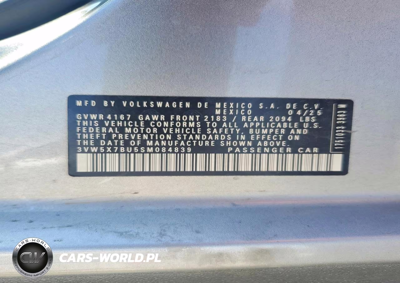 2025 Volkswagen Jetta S VIN:3VW5X7BU5SM084839 - 12