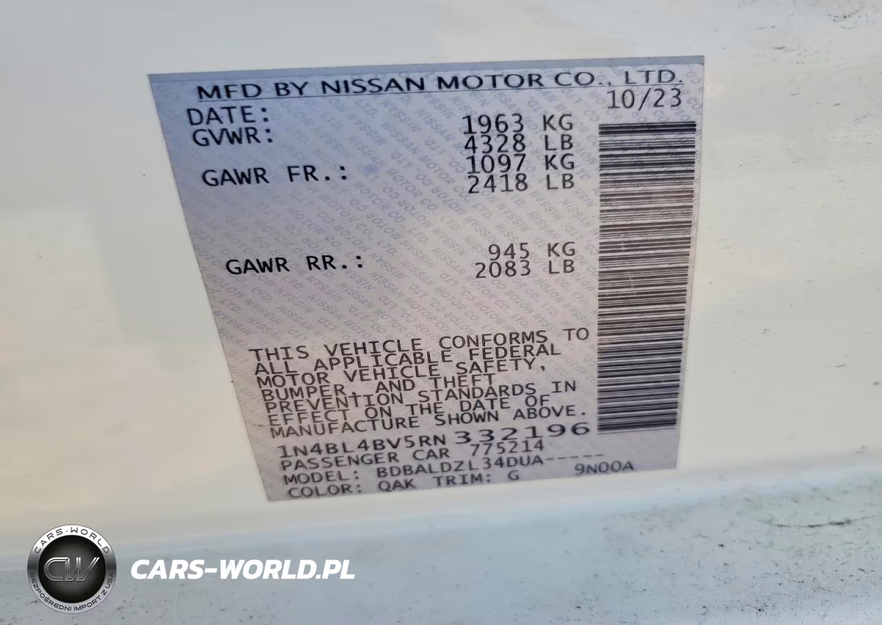 2024 Nissan Altima S VIN:1N4BL4BV5RN332196 - 12