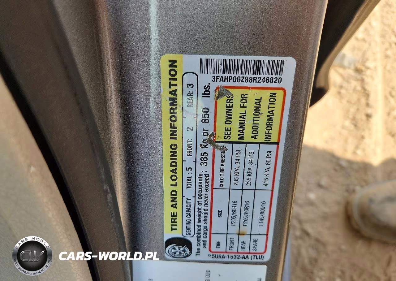 2008 Ford Fusion S VIN:3FAHP06Z88R246820 - 12