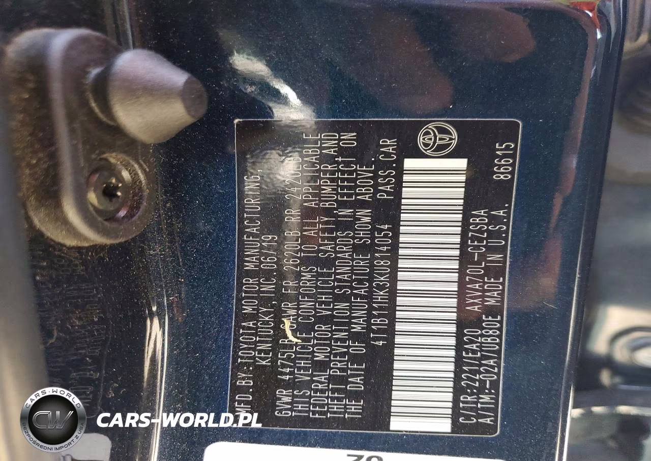 2019 Toyota Camry Se VIN:4T1B11HK3KU814054 - 12