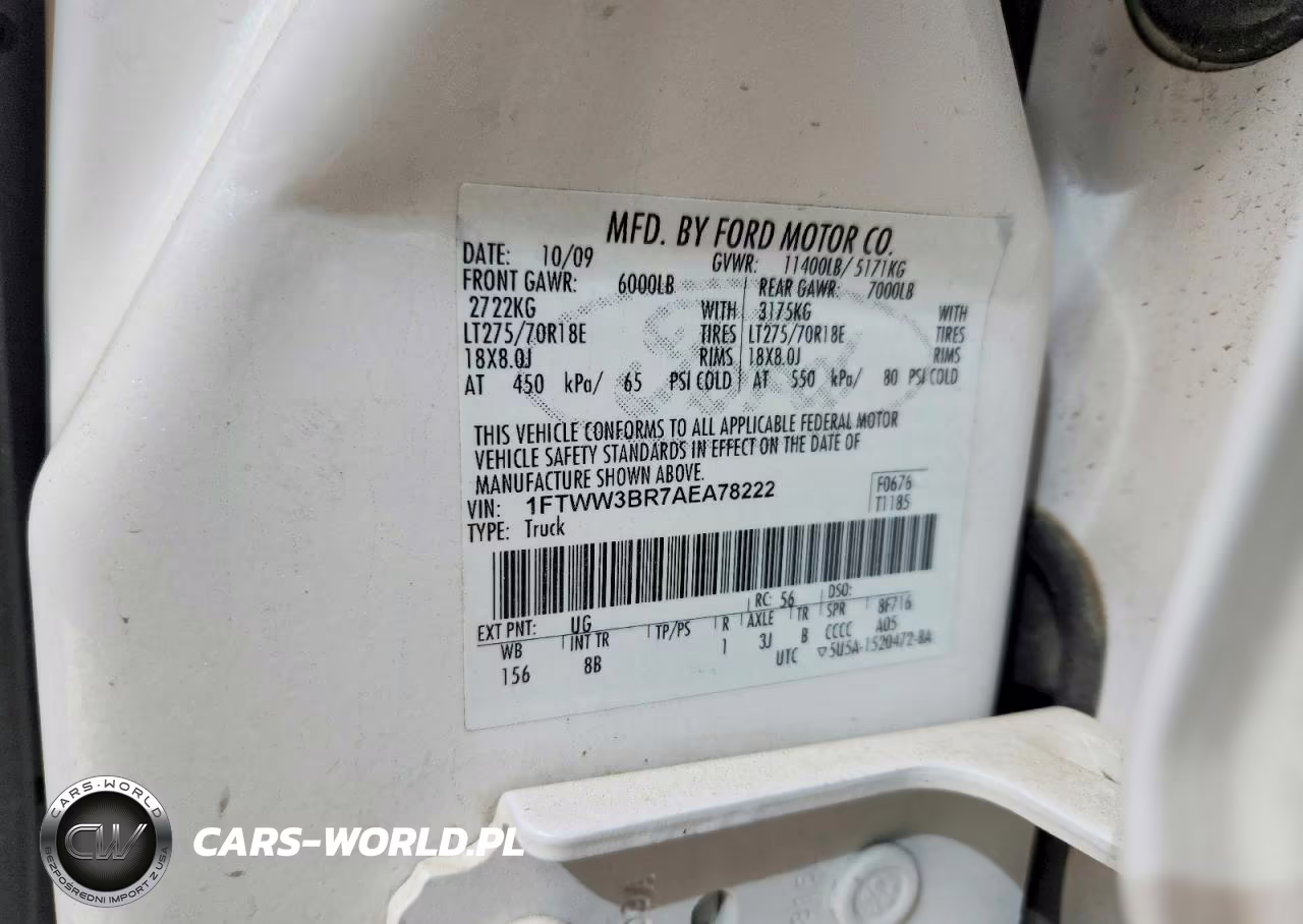 2010 Ford F350 Super Duty VIN:1FTWW3BR7AEA78222 - 13
