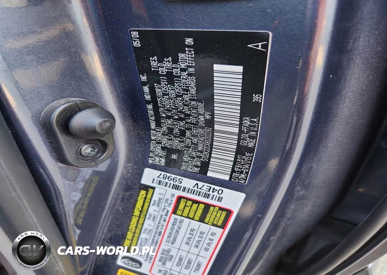 2008 Toyota Sienna Xle VIN:5TDZK22CX8S202292 - 13