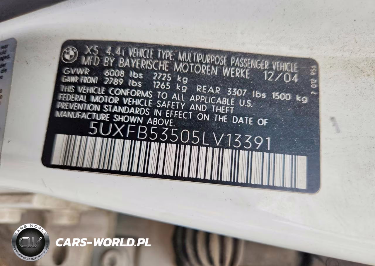 2005 BMW X5 4.4I VIN:5UXFB53505LV13391 - 12
