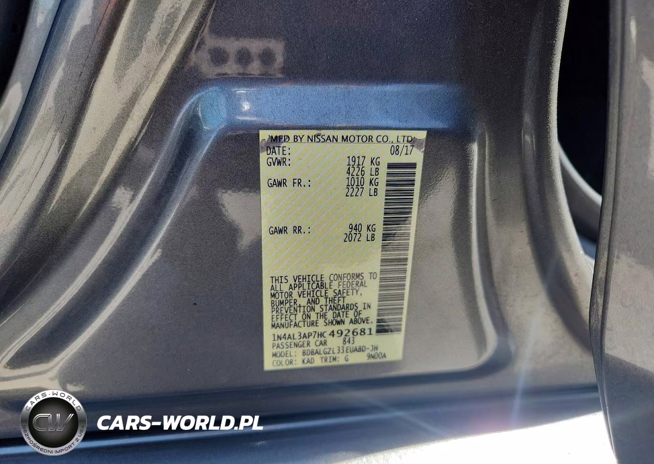 2017 Nissan Altima 2.5 S VIN:1N4AL3AP7HC492681 - 12