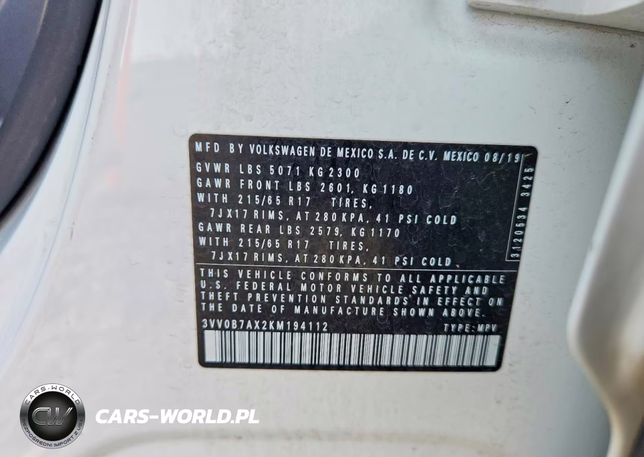 2019 Volkswagen Tiguan S VIN:3VV0B7AX2KM194112 - 13