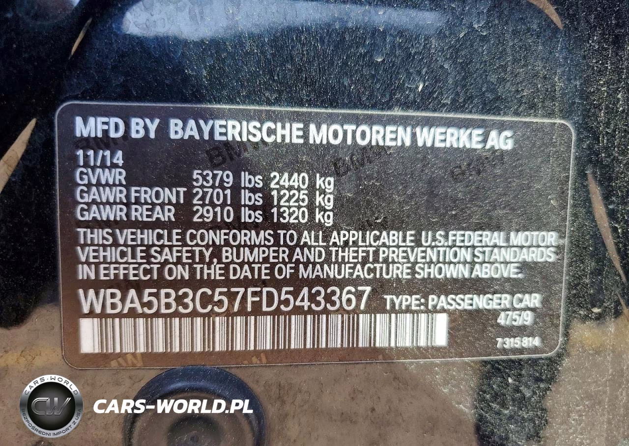 2015 BMW 535 Xi VIN:WBA5B3C57FD543367 - 12