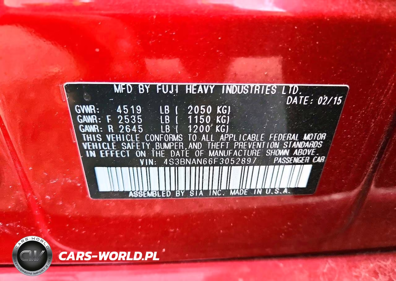 2015 Subaru Legacy 2.5I Limited VIN:4S3BNAN66F3052897 - 12