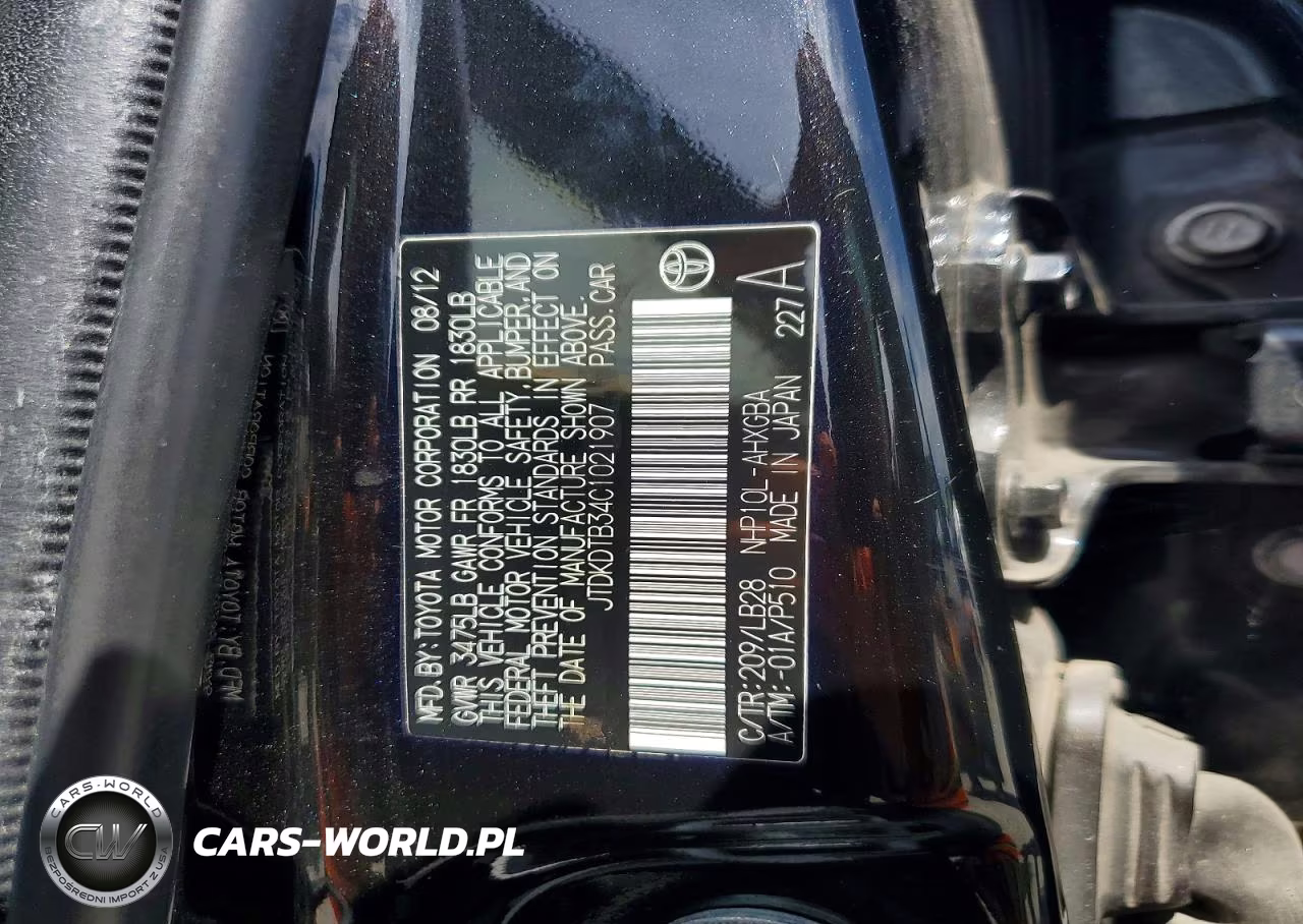2012 Toyota Prius C Four VIN:JTDKDTB34C1021907 - 12