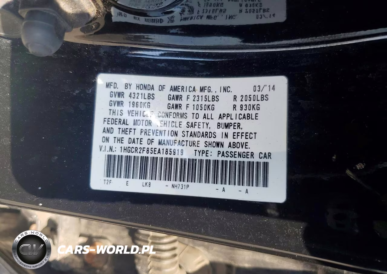 2014 Honda Accord Exl VIN:1HGCR2F85EA185919 - 13