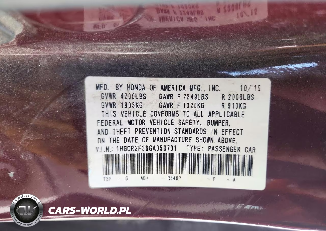 2016 Honda Accord Lx VIN:1HGCR2F36GA050701 - 13