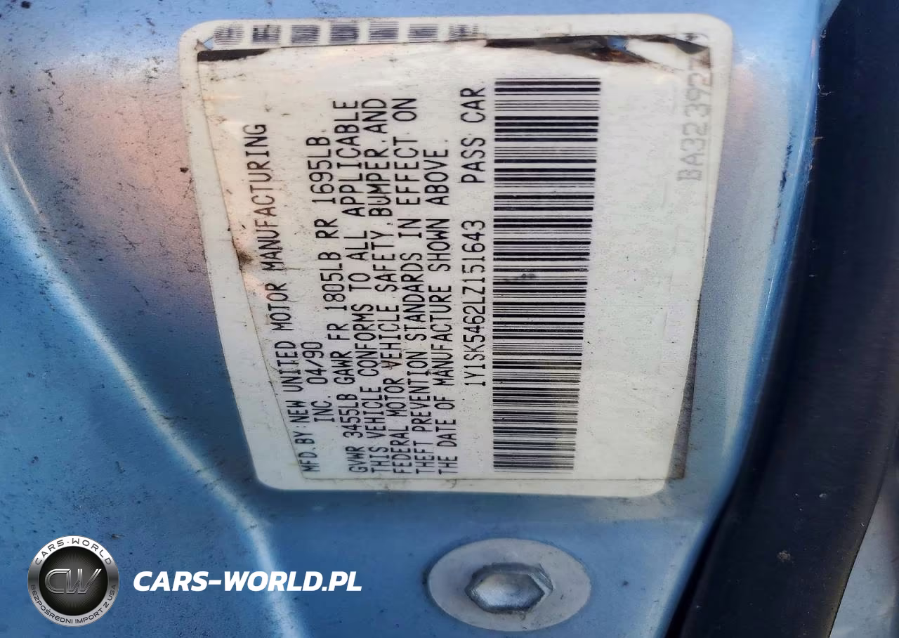 1990 Geo Prizm Base VIN:1Y1SK5462LZ151643 - 12