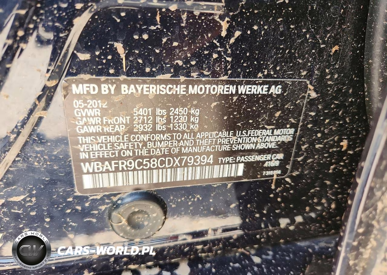 2012 BMW 550 I VIN:WBAFR9C58CDX79394 - 12