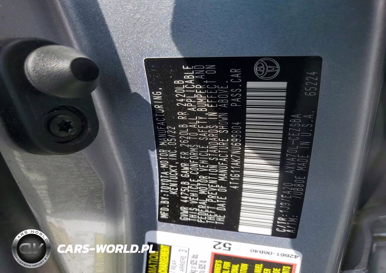 2022 Toyota Camry Se VIN:4T1G11AK7NU699804 - 12