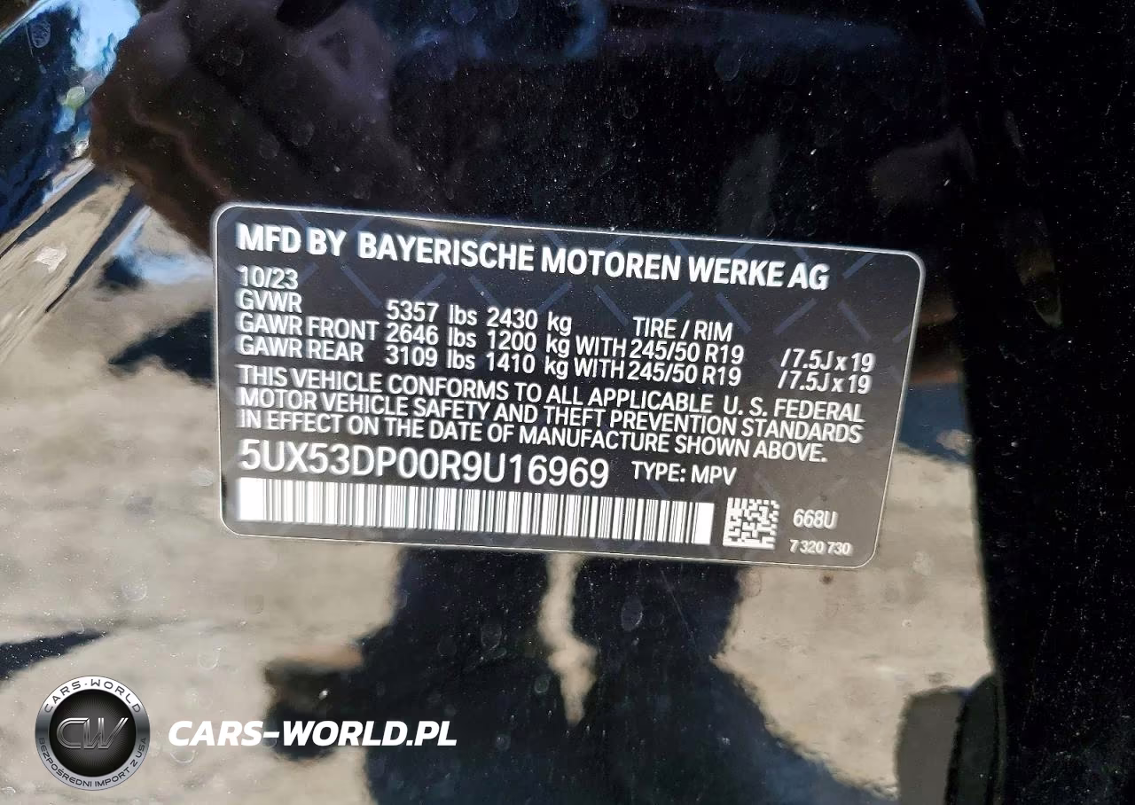 2024 BMW X3 xDrive30I VIN:5UX53DP00R9U16969 - 13