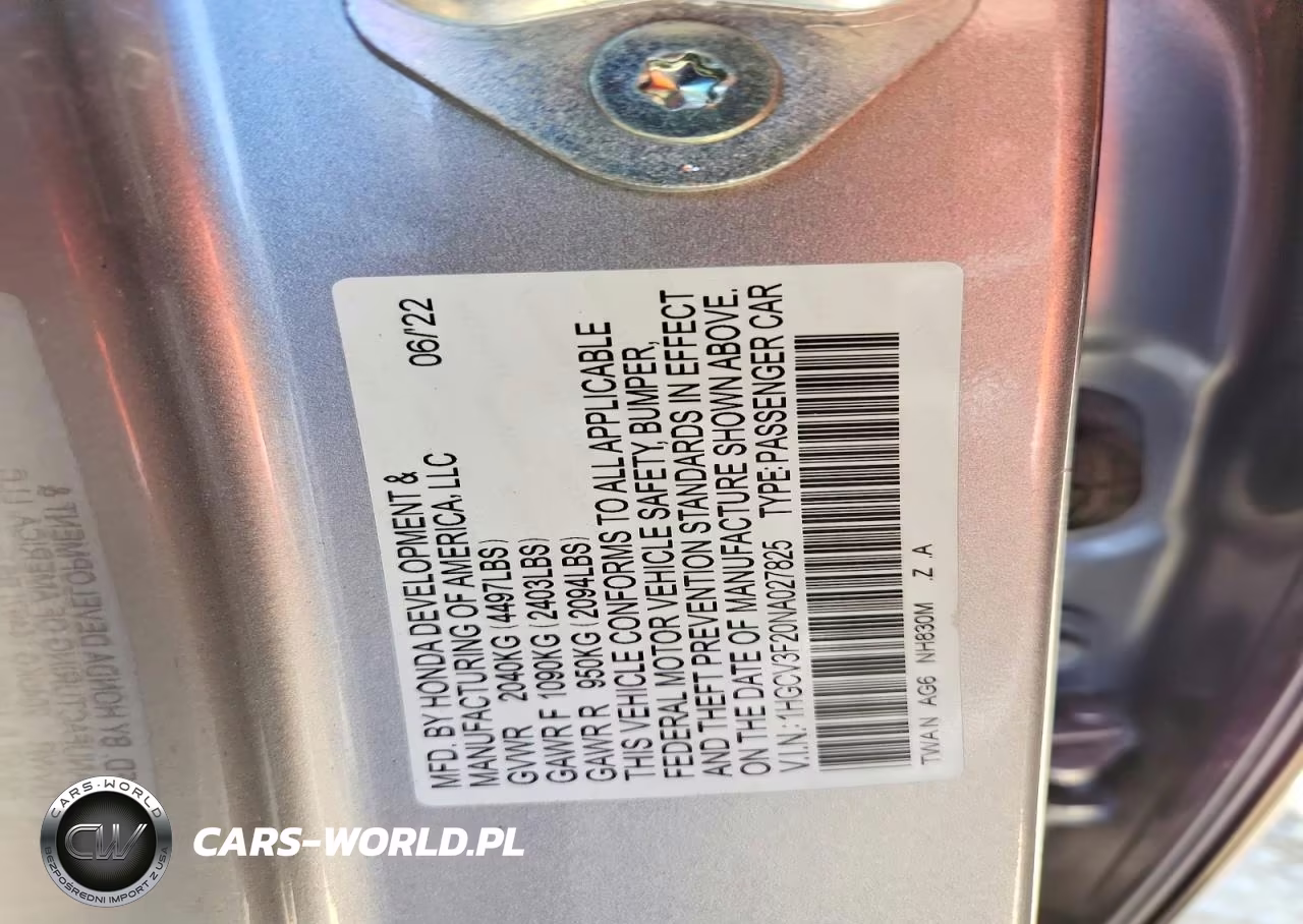 2022 Honda Accord Hybrid Sport VIN:1HGCV3F20NA027825 - 12