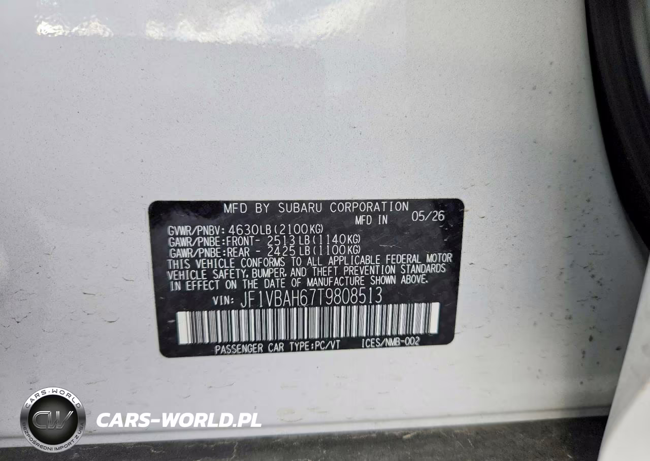 2026 Subaru Wrx Premium VIN:JF1VBAH67T9808513 - 12
