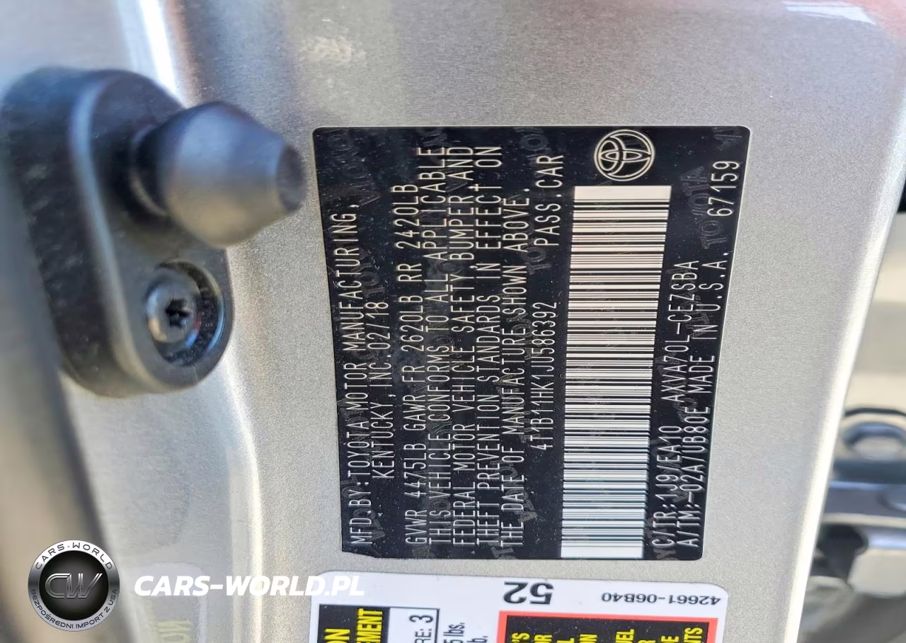 2018 Toyota Camry Se VIN:4T1B11HK1JU586392 - 12