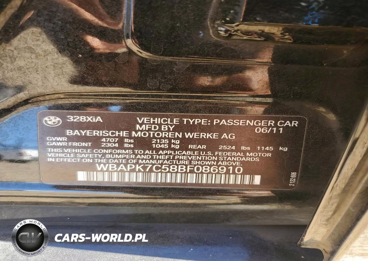 2011 BMW 328 Xi VIN:WBAPK7C58BF086910 - 12