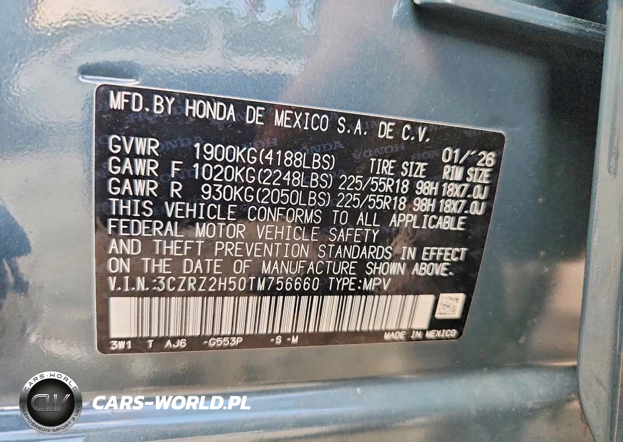 2026 Honda Hr-V Sport VIN:3CZRZ2H50TM756660 - 13