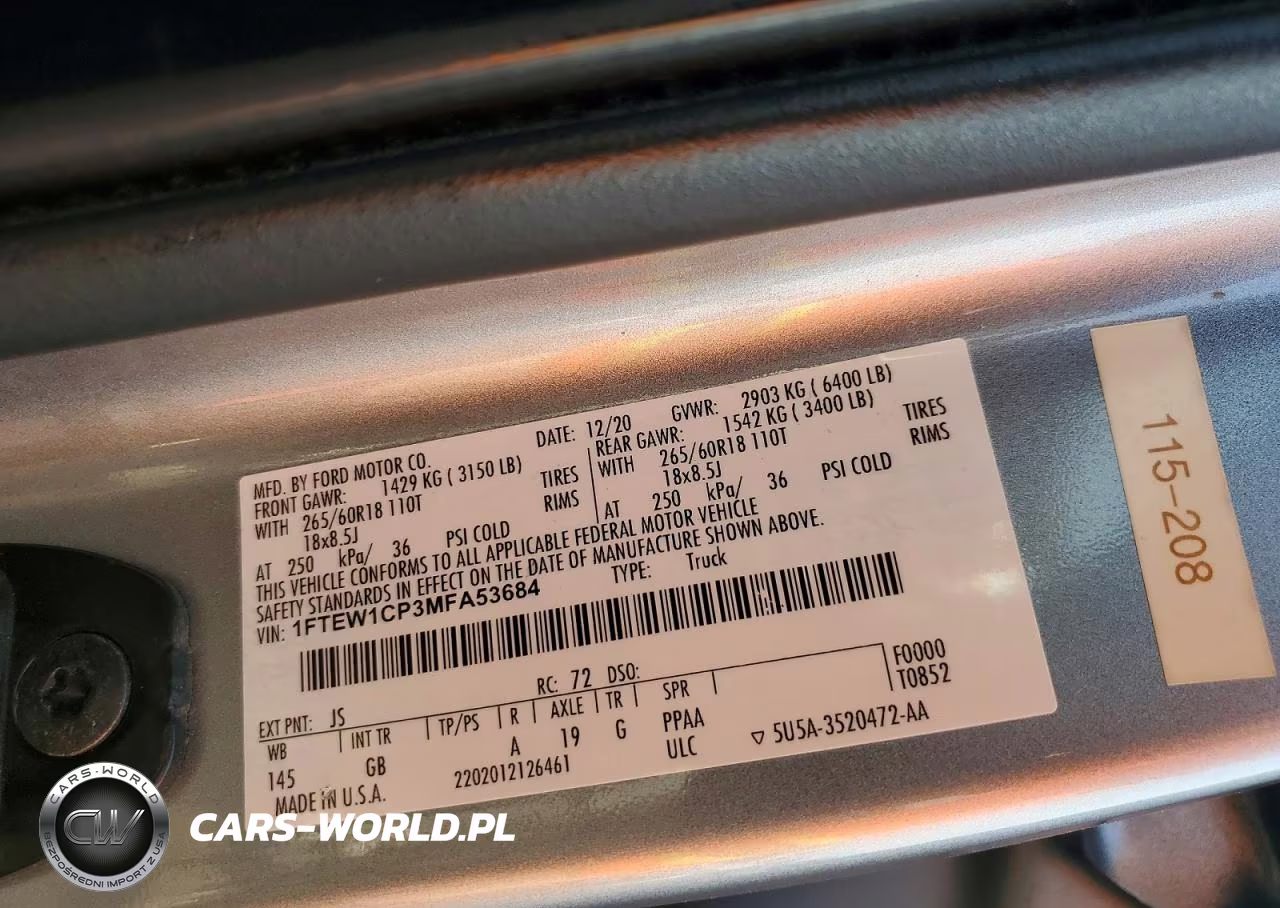 2021 Ford F150 Supercrew VIN:1FTEW1CP3MFA53684 - 12