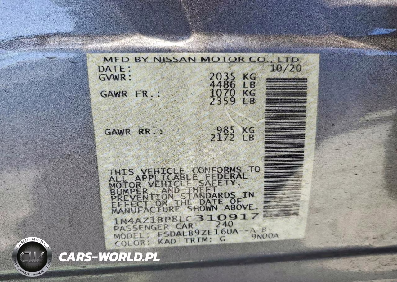 2020 Nissan Leaf S VIN:1N4AZ1BP8LC310917 - 12
