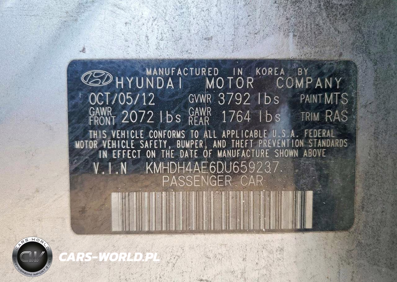 2013 Hyundai Elantra Gls VIN:KMHDH4AE6DU659237 - 12