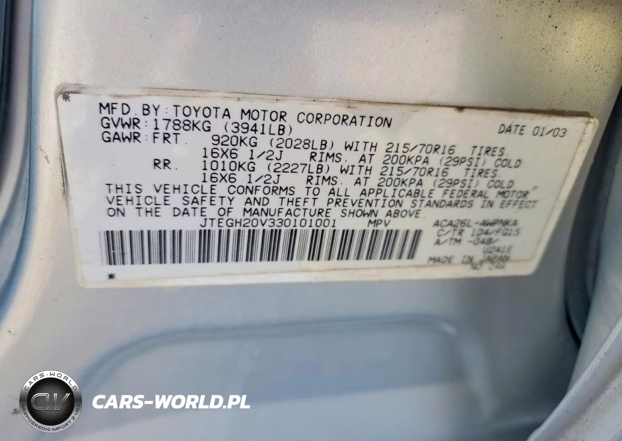 2003 Toyota Rav4 Base VIN:JTEGH20V330101001 - 13