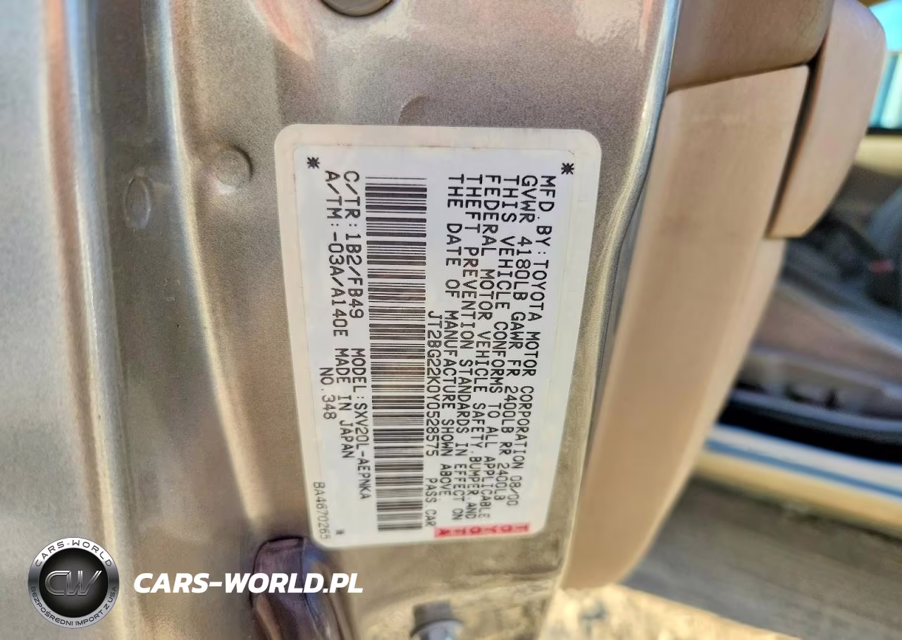2000 Toyota Camry Le VIN:JT2BG22K0Y0528575 - 12