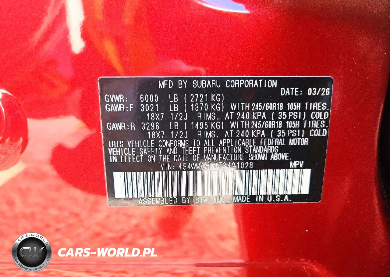 2026 Subaru Ascent Premium VIN:4S4WMAAD4T3421028 - 13