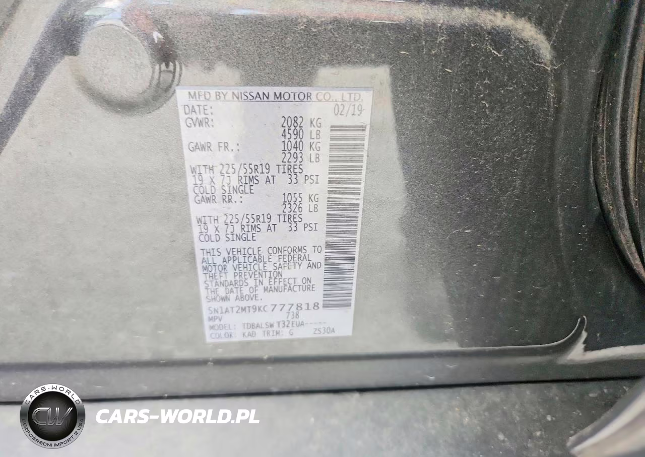 NISSAN ROGUE S VIN:5N1AT2MT9KC777818 - 14