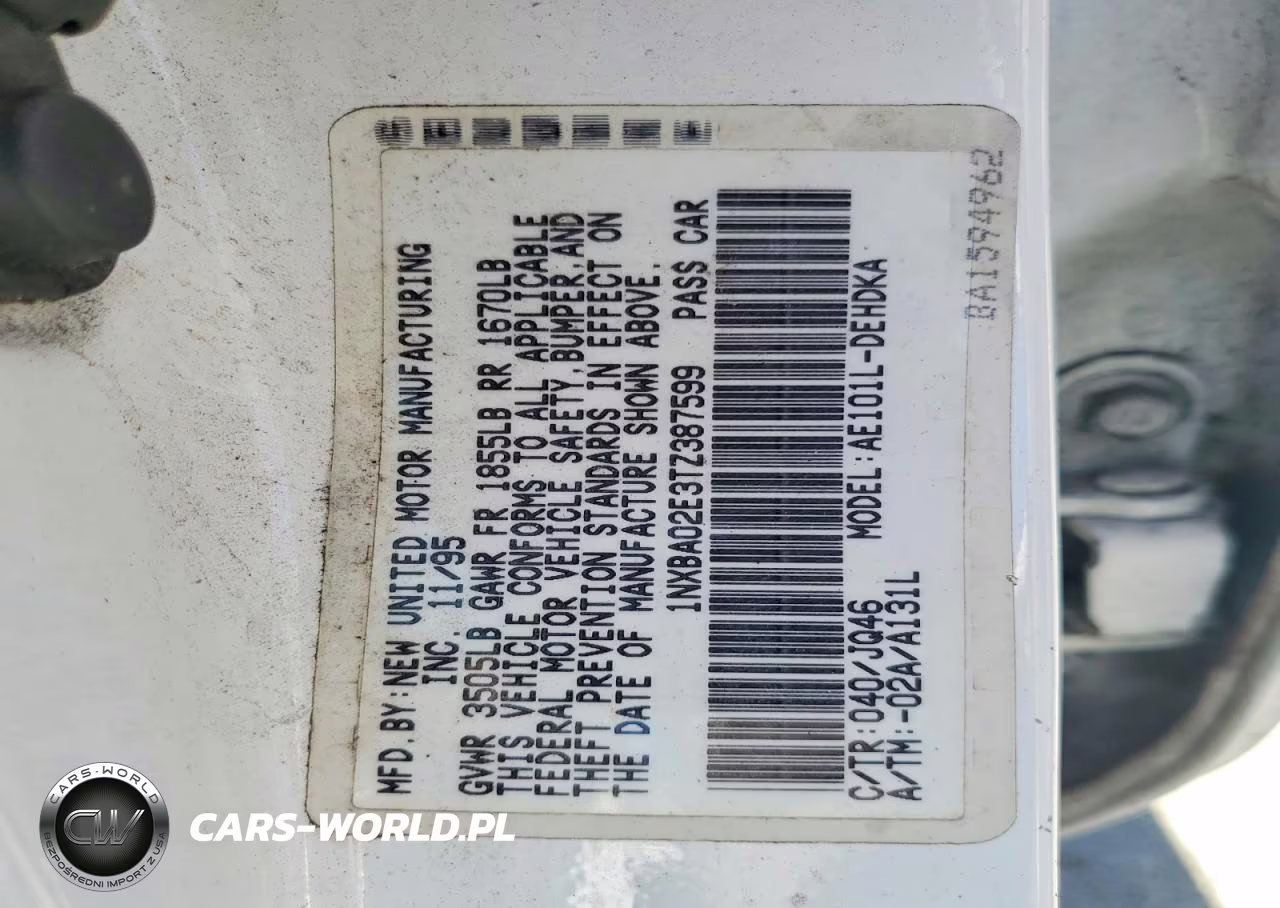 1996 Toyota Corolla Base VIN:1NXBA02E3TZ387599 - 12