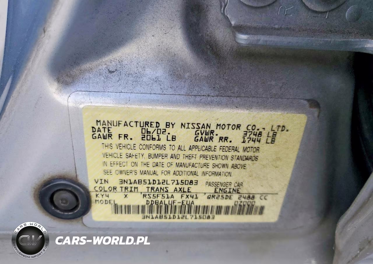 2002 Nissan Sentra Se-R VIN:3N1AB51D12L715083 - 12