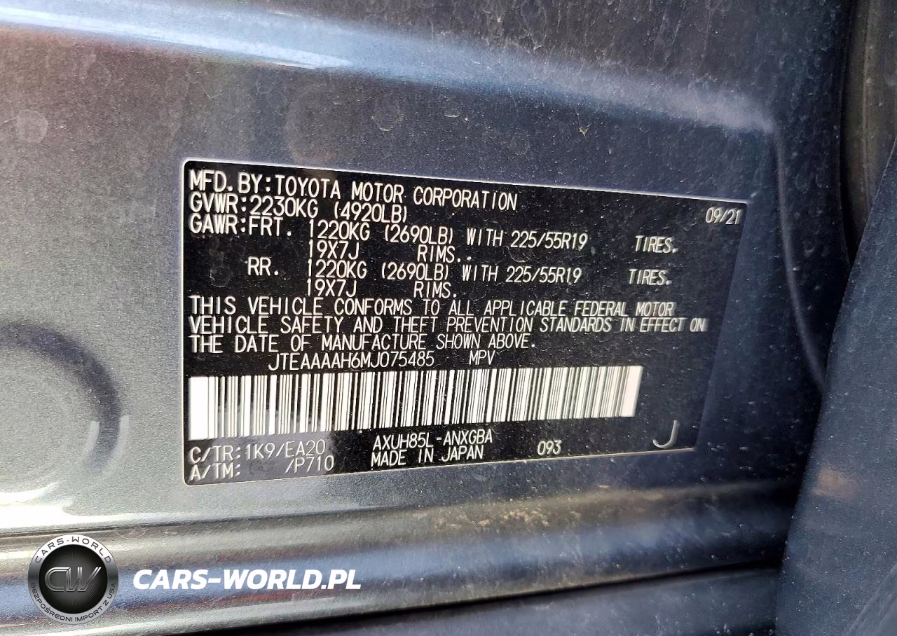 2021 Toyota Venza Xle VIN:JTEAAAAH6MJ075485 - 14