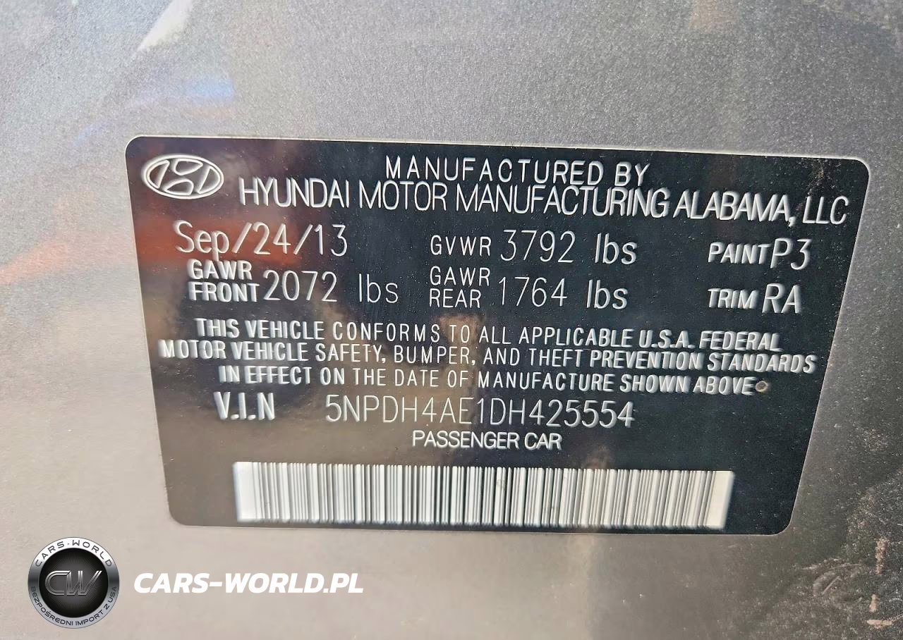 2013 Hyundai Elantra Gls VIN:5NPDH4AE1DH425554 - 13
