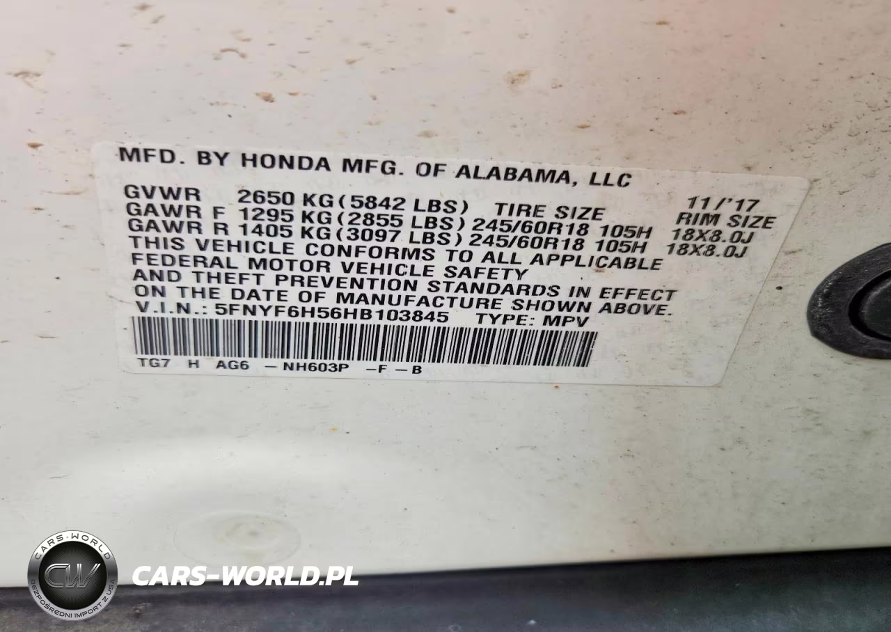 2017 Honda Pilot Exl VIN:5FNYF6H56HB103845 - 13