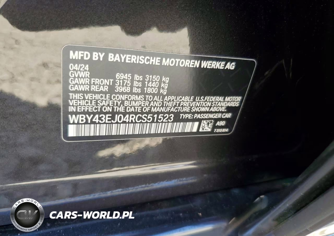 2024 BMW I7 Edrive50 VIN:WBY43EJ04RCS51523 - 12