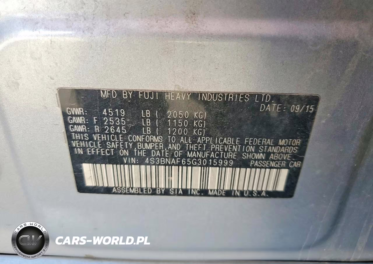 2016 Subaru Legacy 2.5I Premium VIN:4S3BNAF65G3015999 - 13
