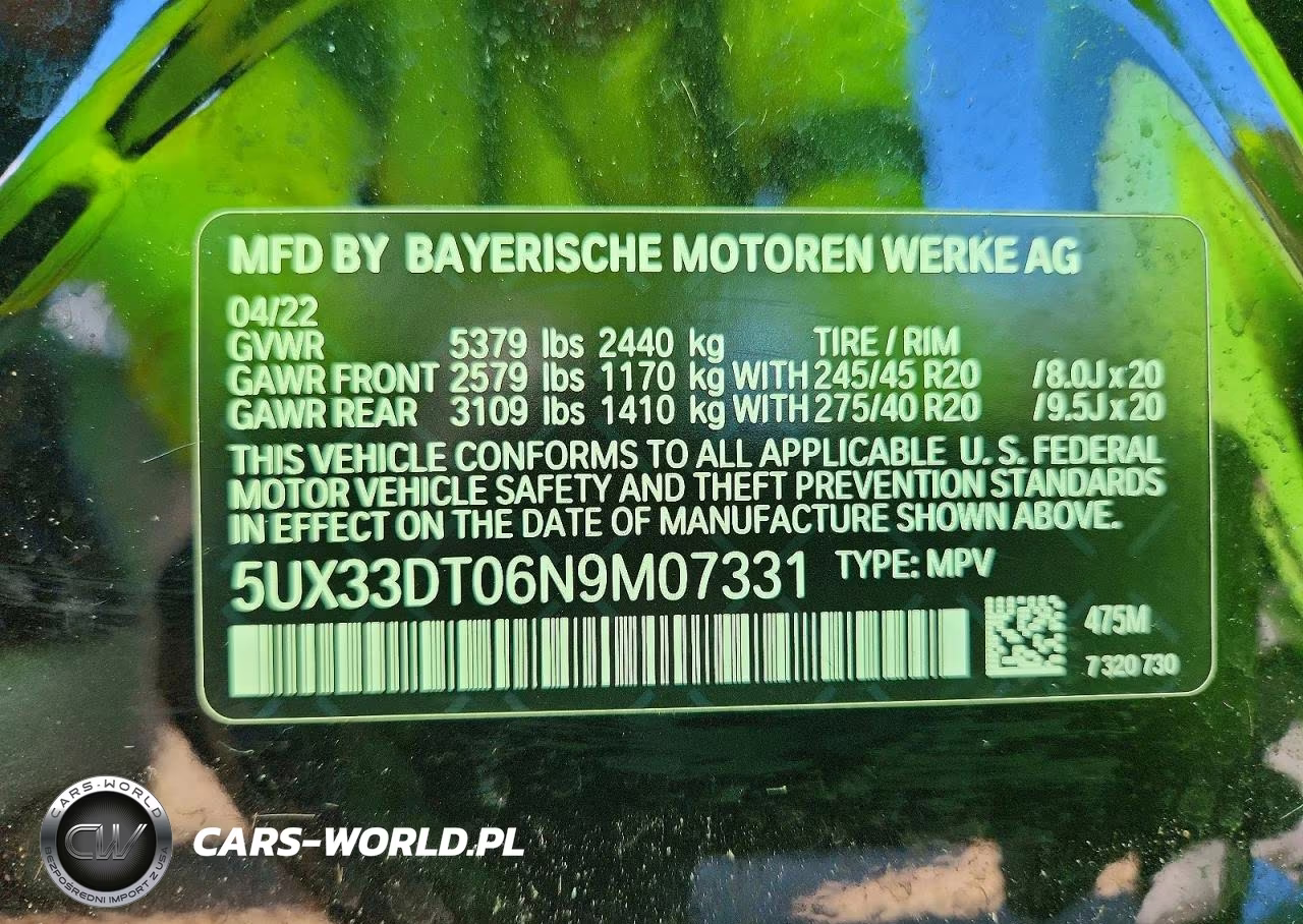 2022 BMW X4 xDrive30I VIN:5UX33DT06N9M07331 - 13