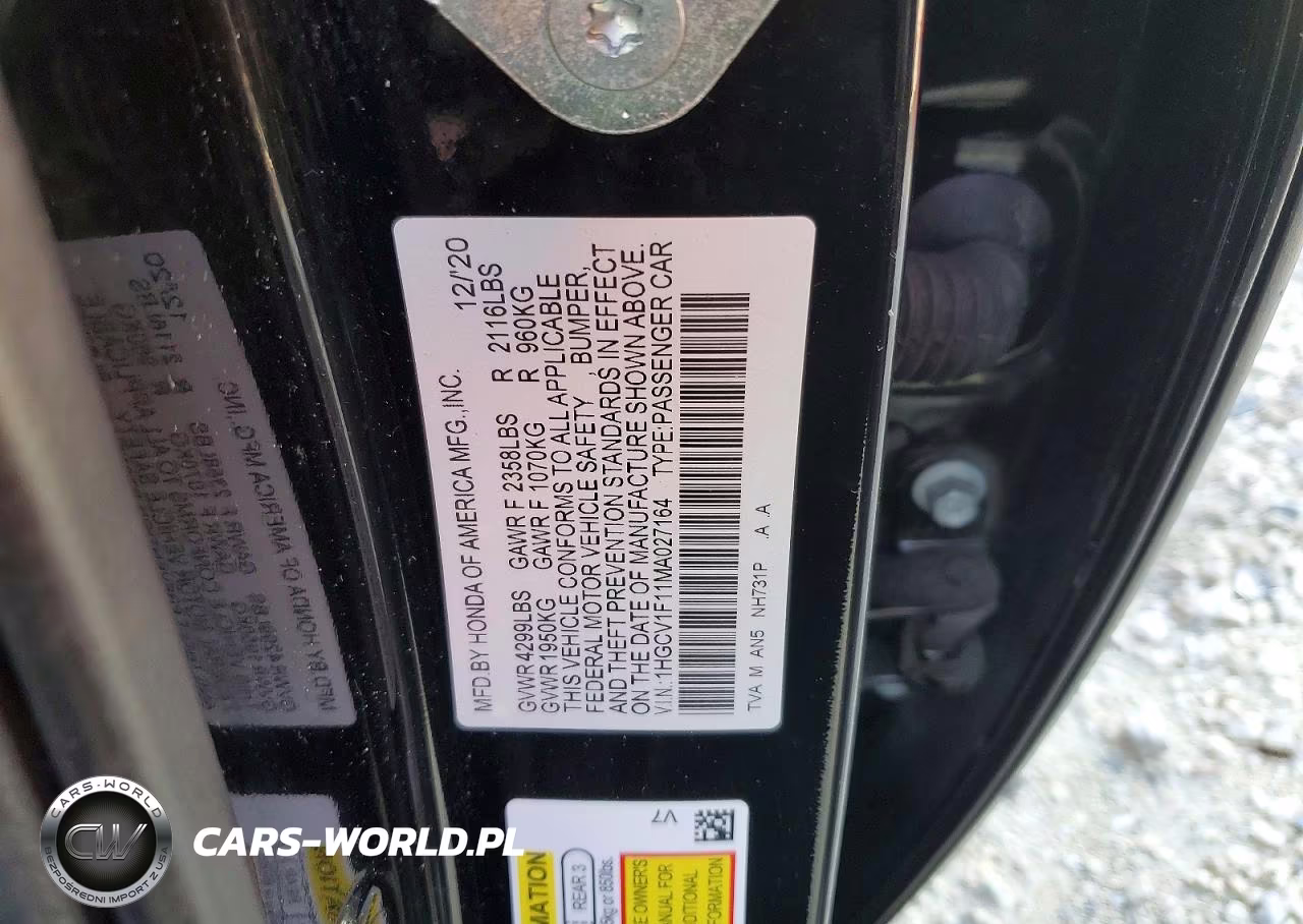 2021 Honda Accord Lx VIN:1HGCV1F11MA027164 - 12