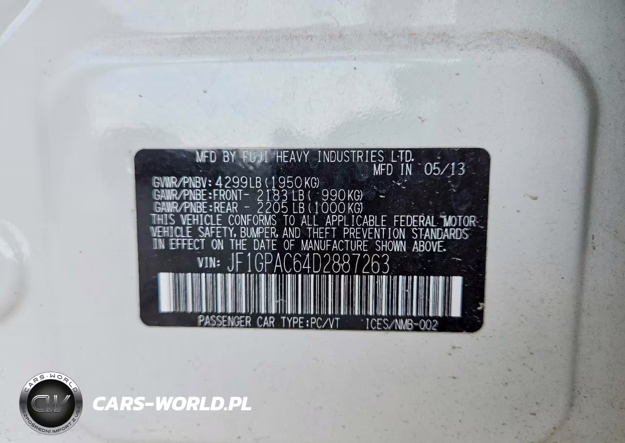 2013 Subaru Impreza Premium VIN:JF1GPAC64D2887263 - 12