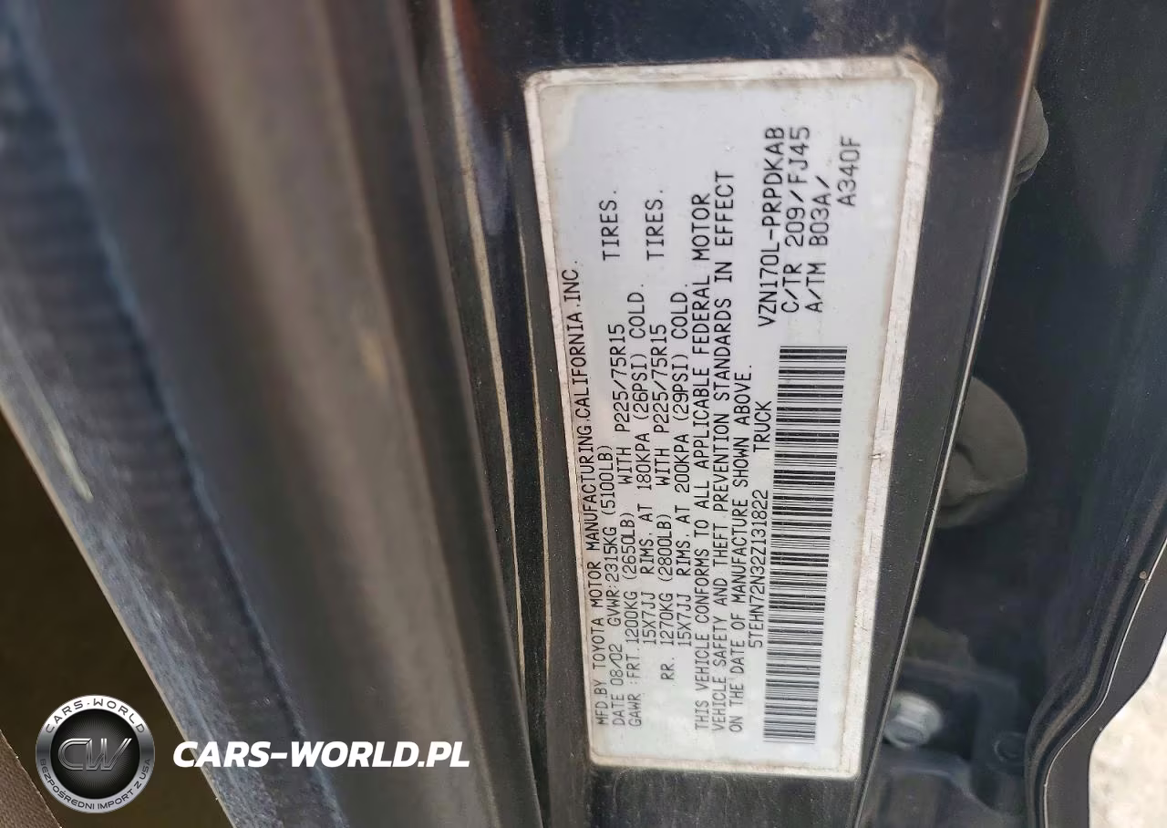 2002 Toyota Tacoma Double Cab VIN:5TEHN72N32Z131822 - 12