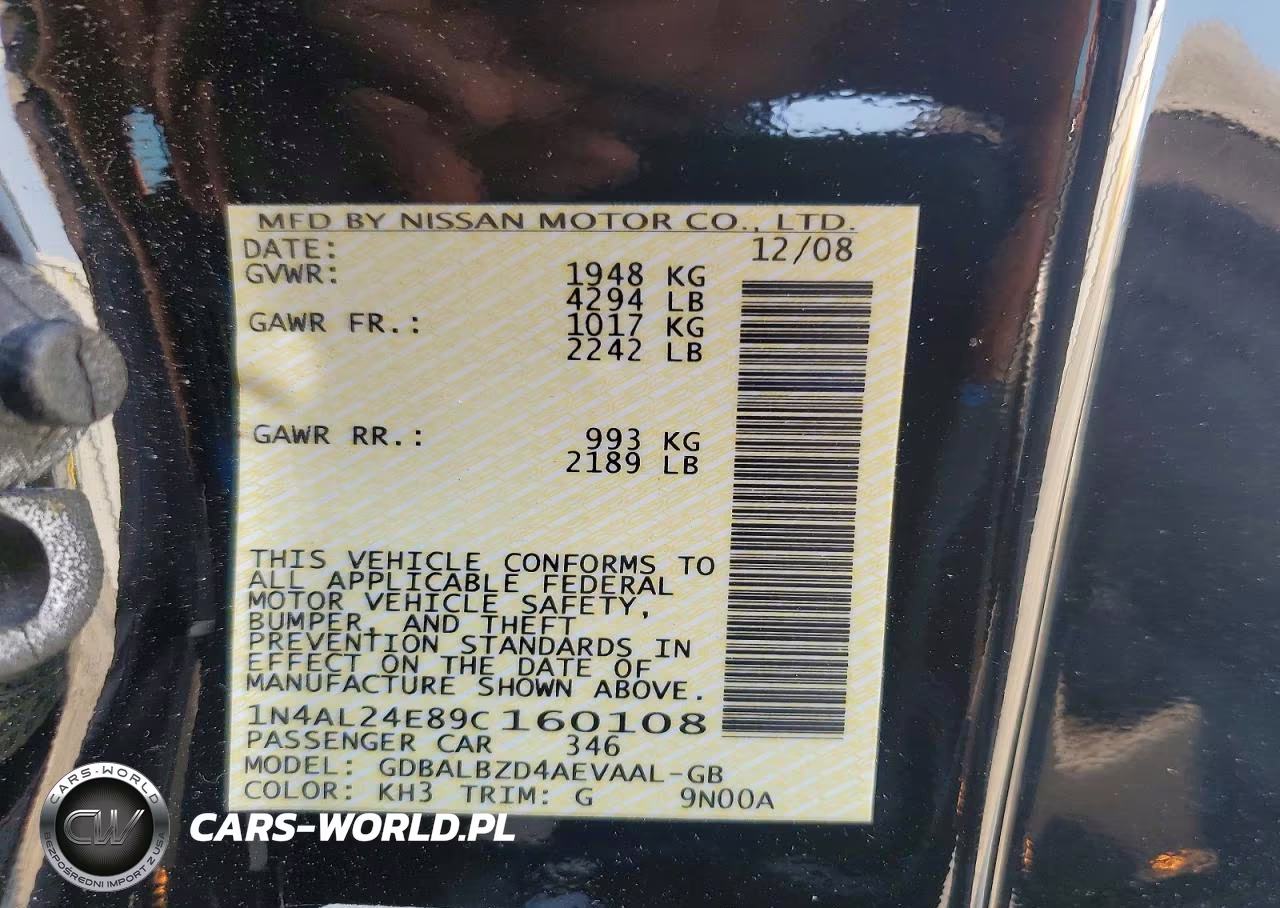 2009 Nissan Altima 2.5 S VIN:1N4AL24E89C160108 - 12