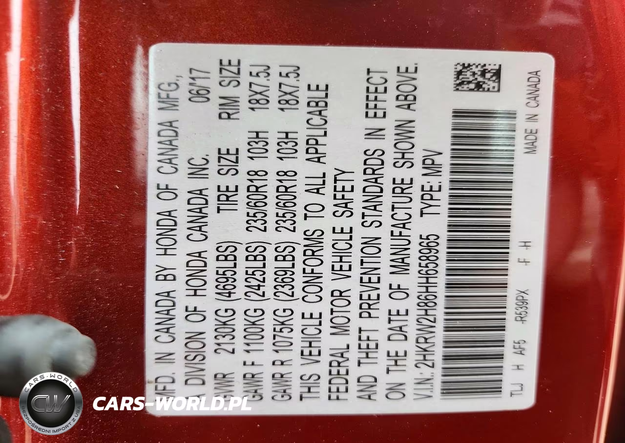 2017 Honda Cr-V Exl VIN:2HKRW2H86HH658965 - 13