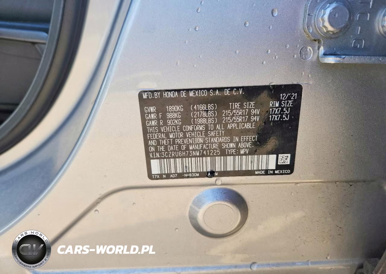 2022 Honda Hr-V Exl VIN:3CZRU6H73NM741225 - 12