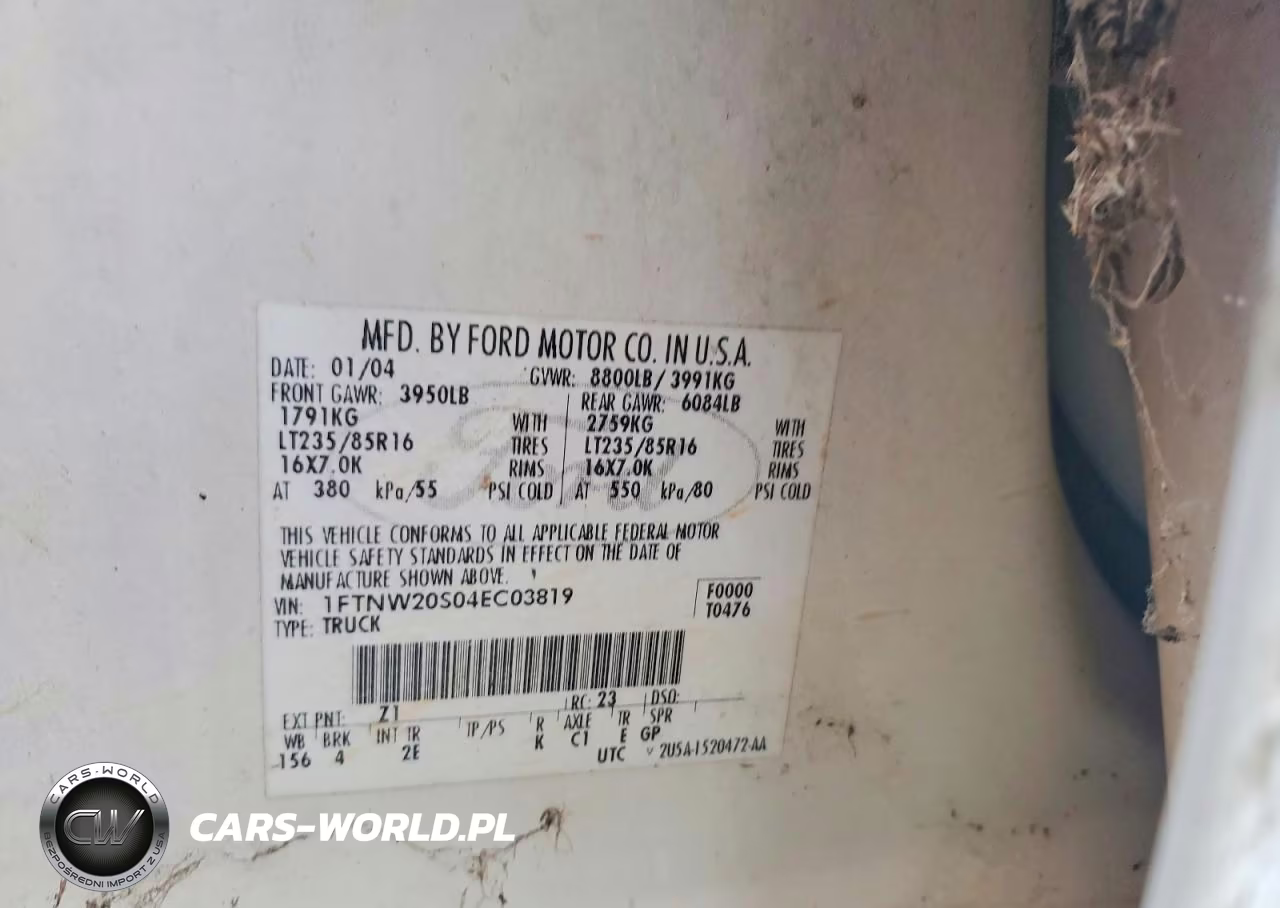 2004 Ford F250 Super Duty VIN:1FTNW20S04EC03819 - 12