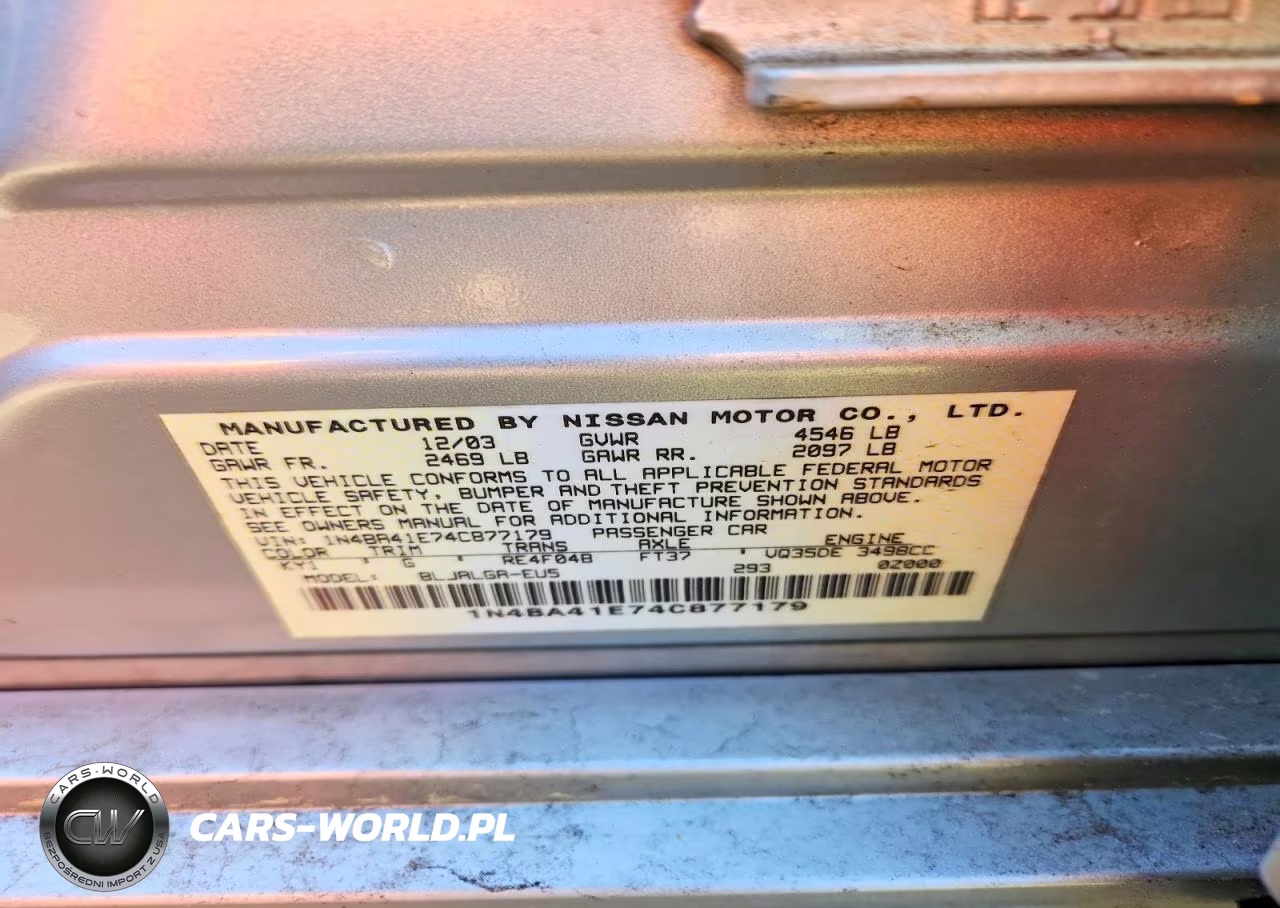 2004 Nissan Maxima 3.5 Se VIN:1N4BA41E74C877179 - 12